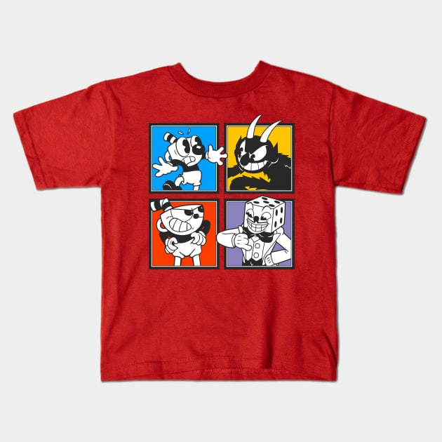 Cuphead Characters Kids T-Shirt by gamergeek